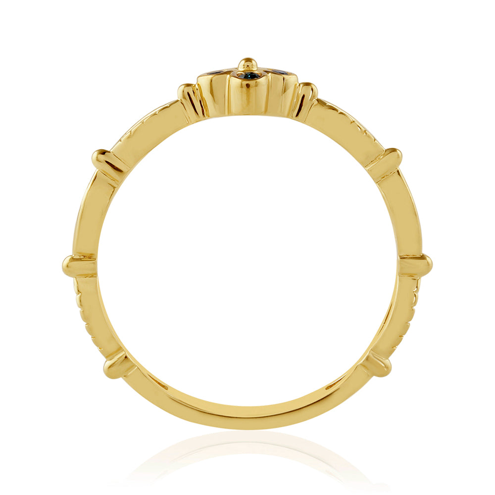Goldplattierter Silberring mit blauem Diamant