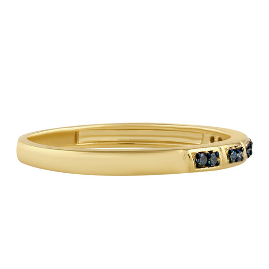 Goldplattierter Silberring mit blauem Diamant