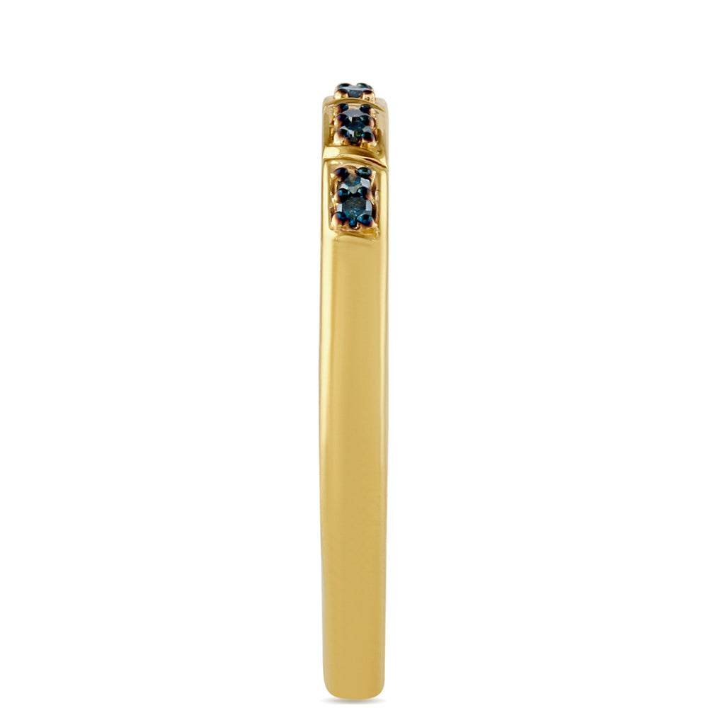Goldplattierter Silberring mit blauem Diamant 3 