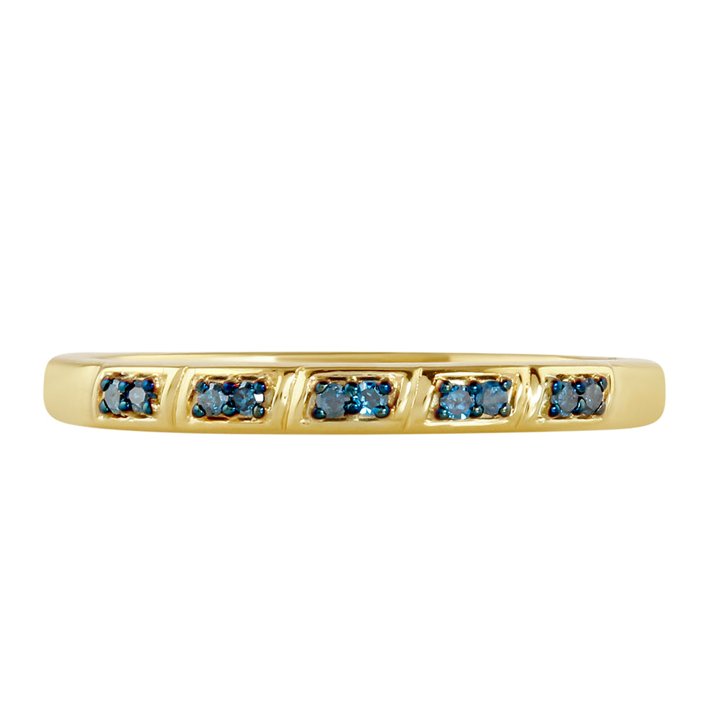 Goldplattierter Silberring mit blauem Diamant 1 