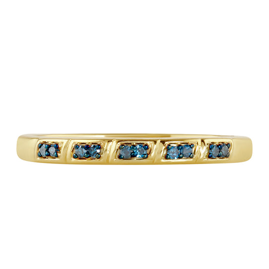Goldplattierter Silberring mit blauem Diamant