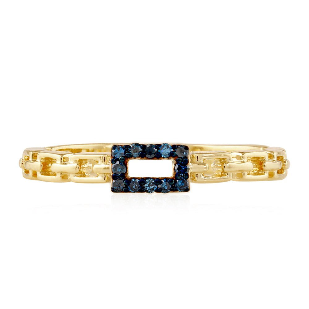 Goldplattierter Silberring mit blauem Diamant