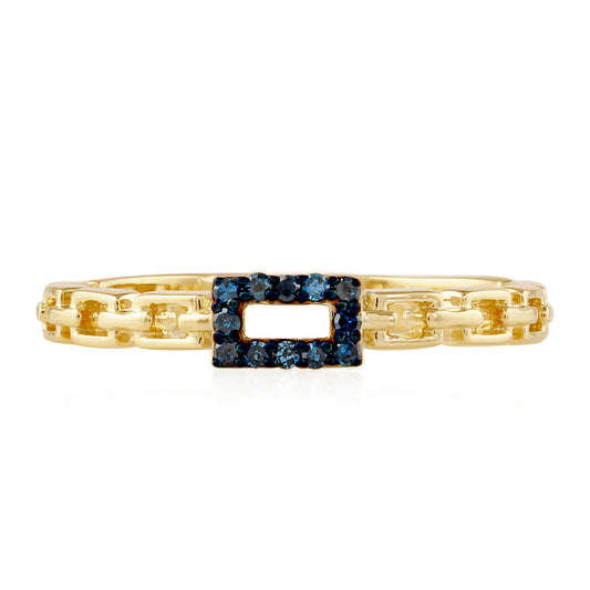 Goldplattierter Silberring mit blauem Diamant