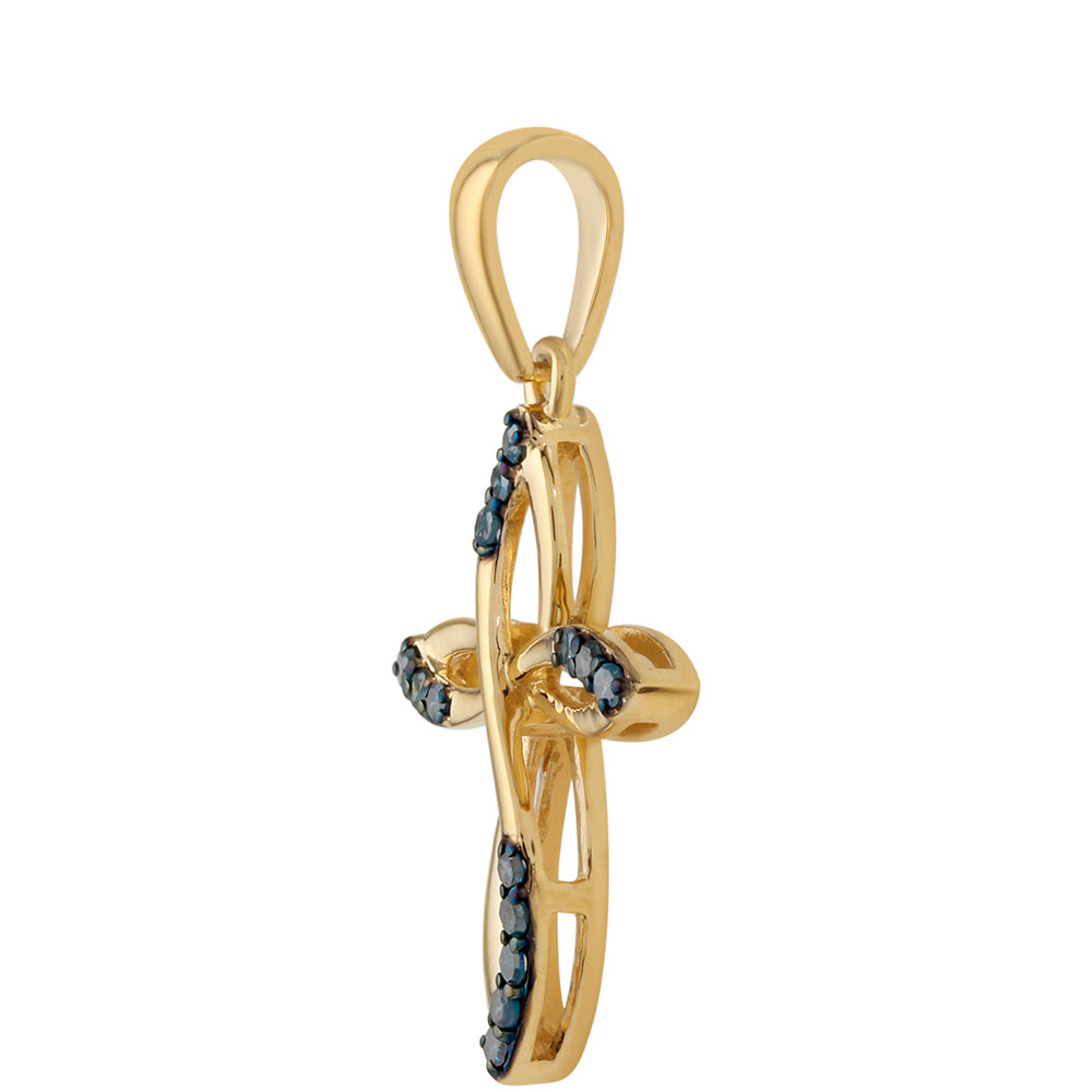 Goldplattierter Silberanhänger mit blauem Diamant 2 