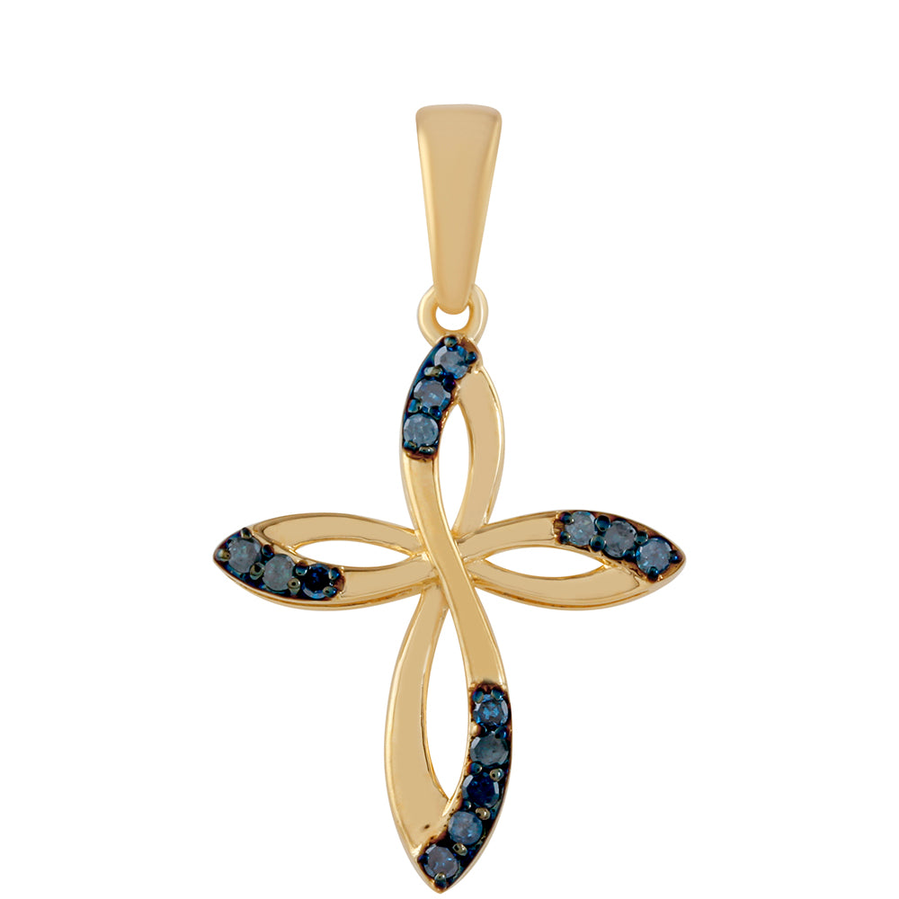Goldplattierter Silberanhänger mit blauem Diamant 1 