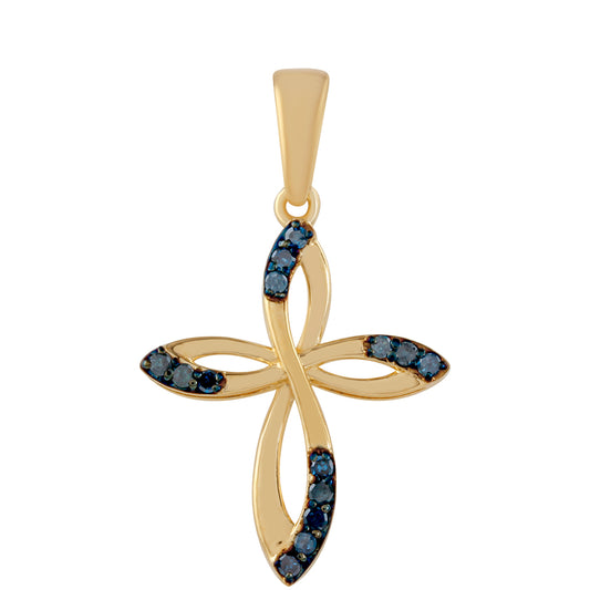 Goldplattierter Silberanhänger mit blauem Diamant