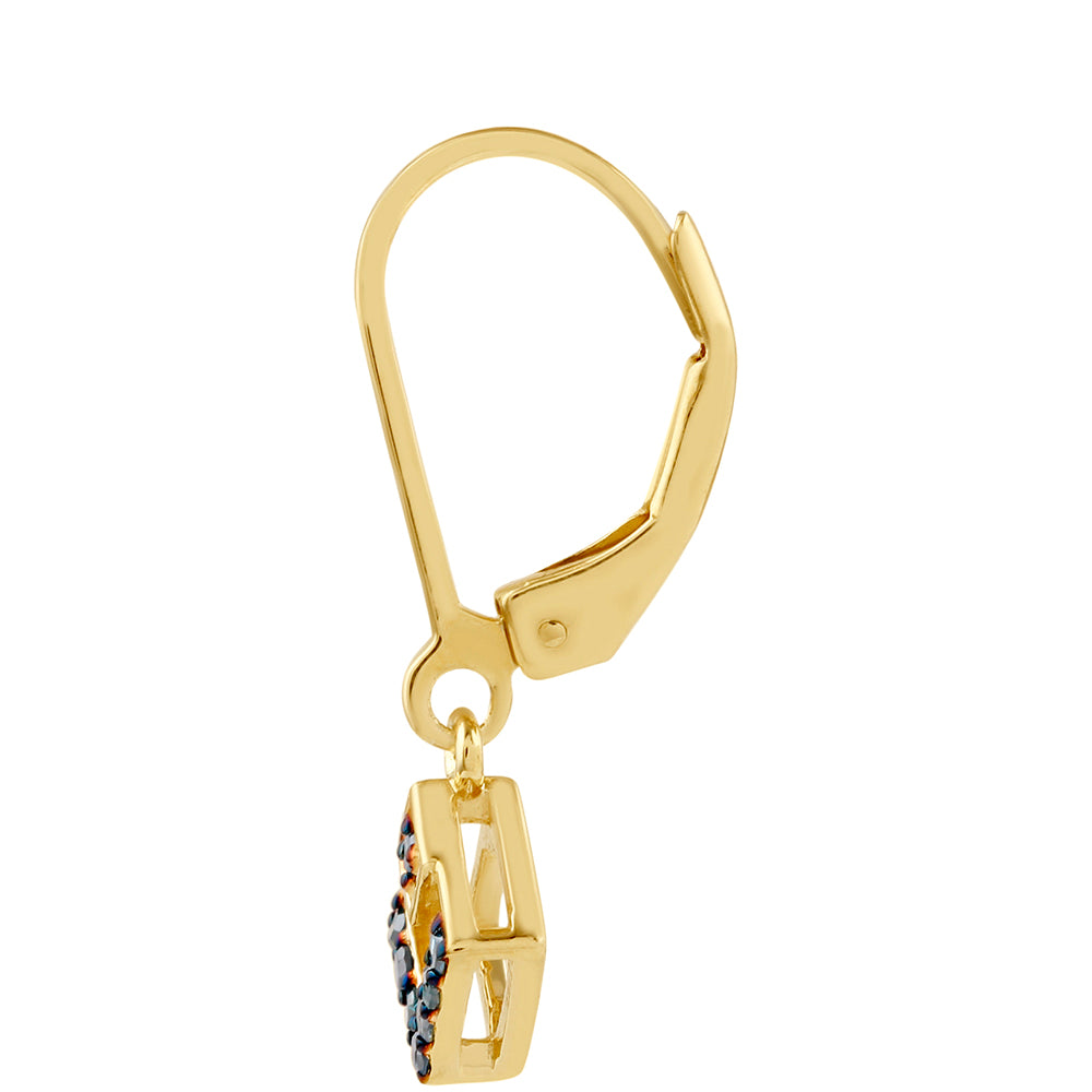 Goldplattierte Silberohrringe mit blauem Diamant