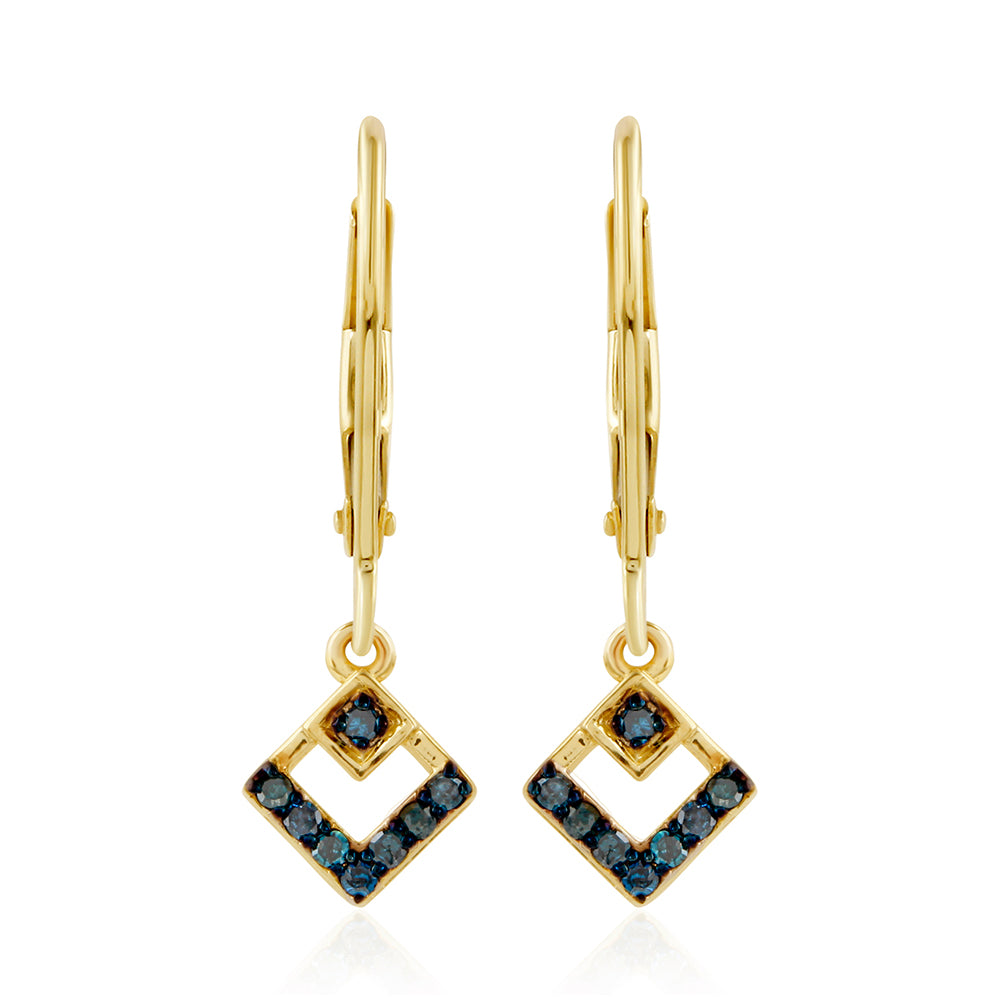 Goldplattierte Silberohrringe mit blauem Diamant 1 