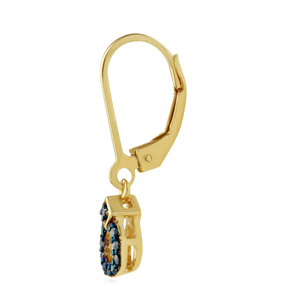 Goldplattierte Silberohrringe mit blauem Diamant 2 