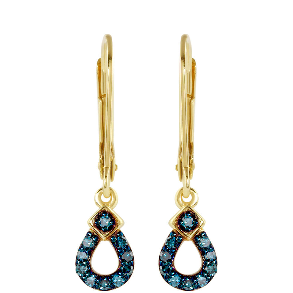 Goldplattierte Silberohrringe mit blauem Diamant