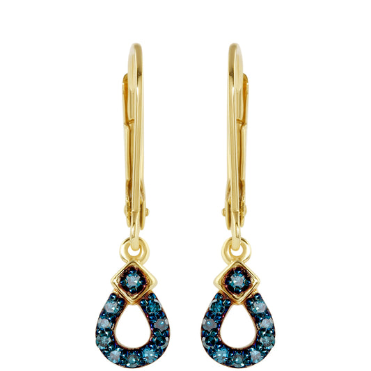 Goldplattierte Silberohrringe mit blauem Diamant