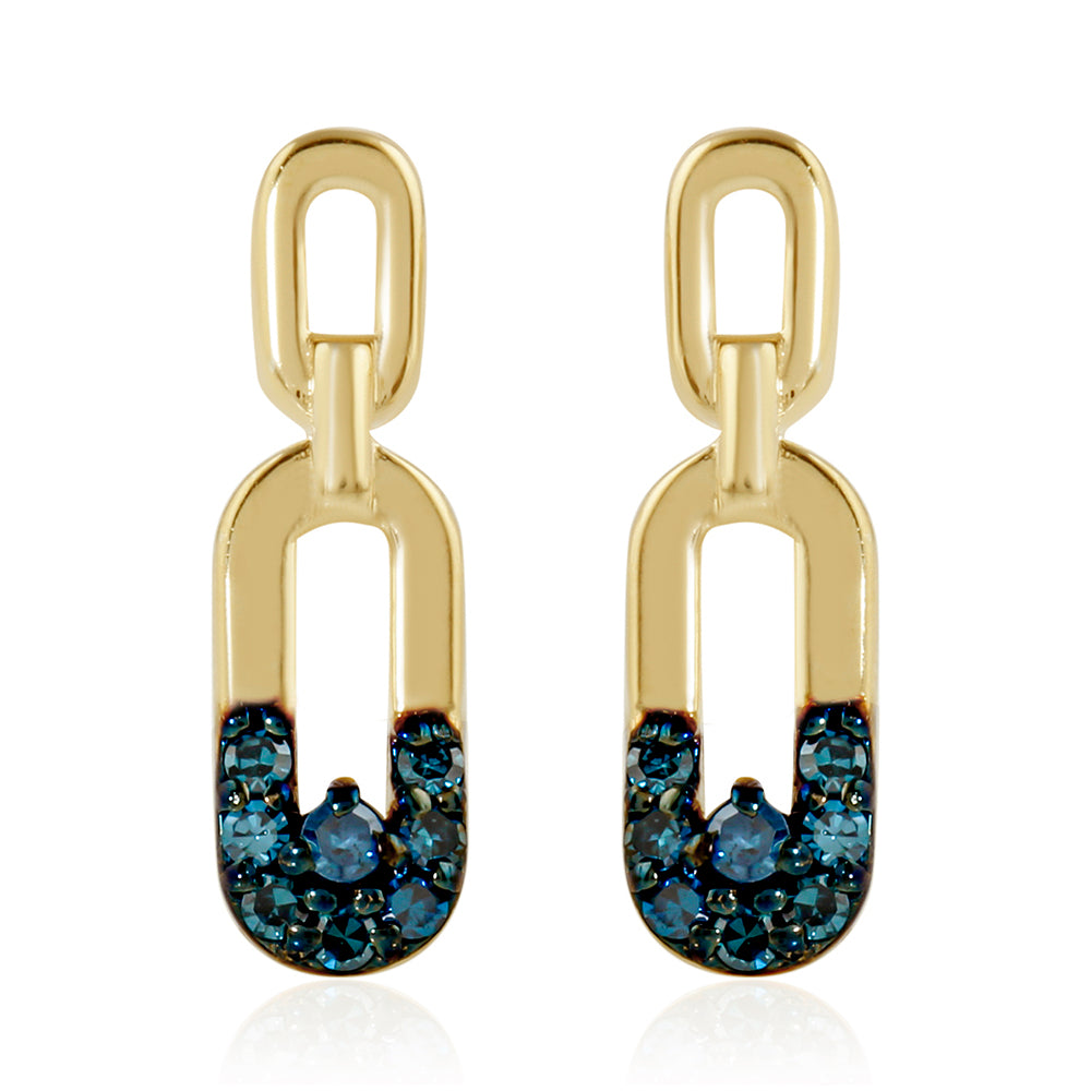 Goldplattierte Silberohrringe mit blauem Diamant