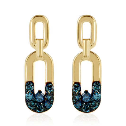 Goldplattierte Silberohrringe mit blauem Diamant