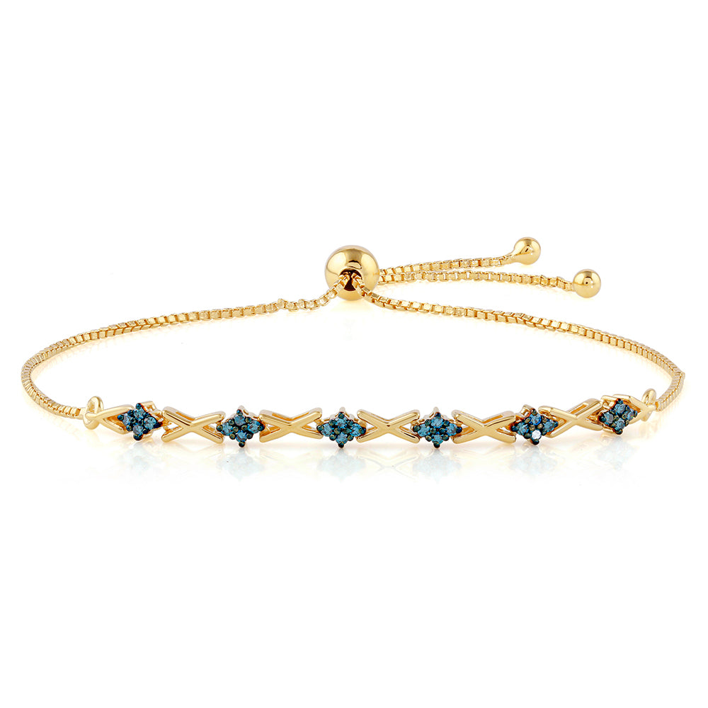 Goldplattiertes Silberarmband mit blauem Diamant 1 