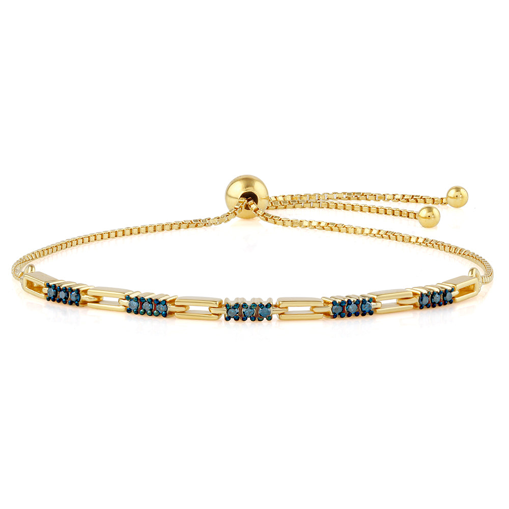 Goldplattiertes Silberarmband mit blauem Diamant 1 