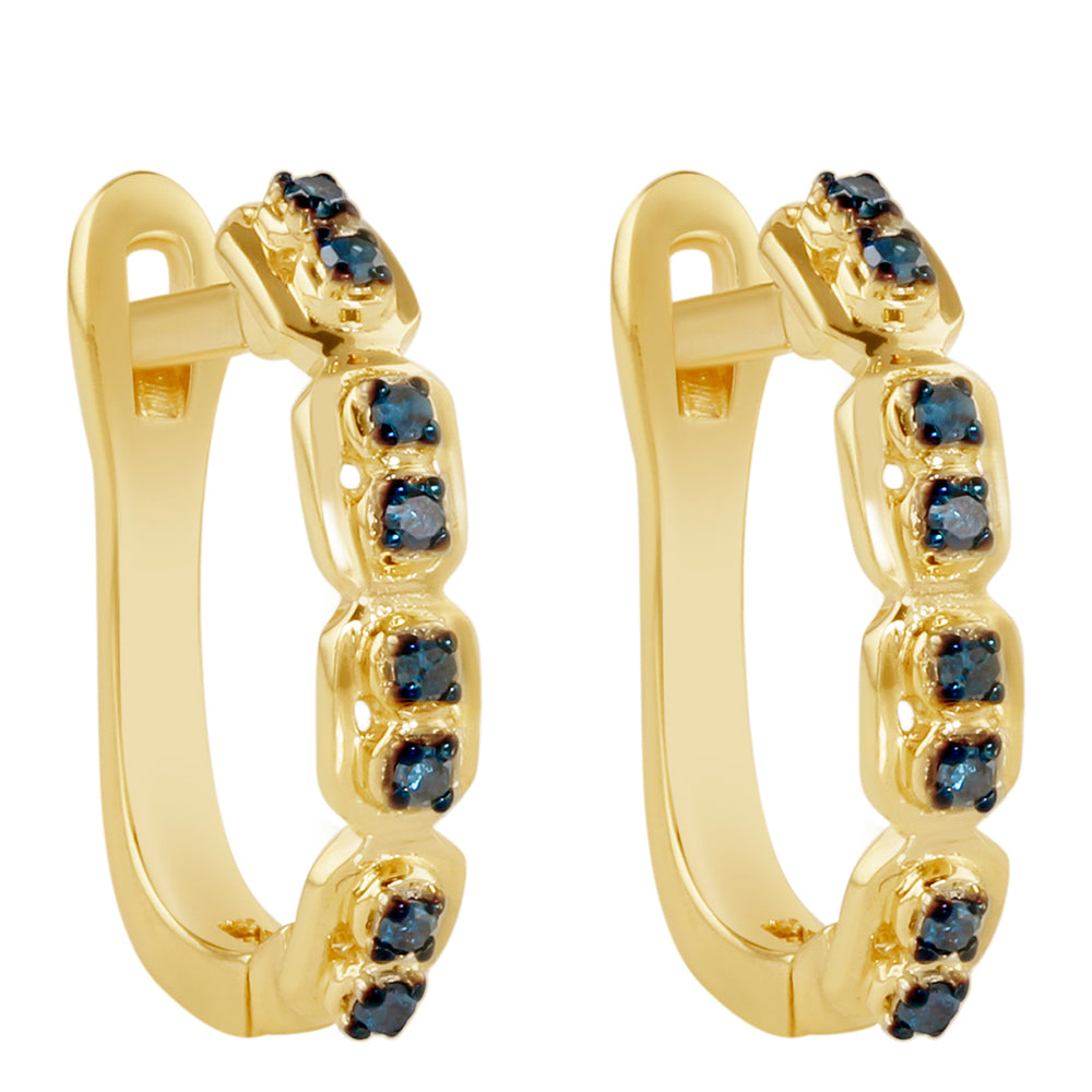 Goldplattierte Silberohrringe mit blauem Diamant 1 