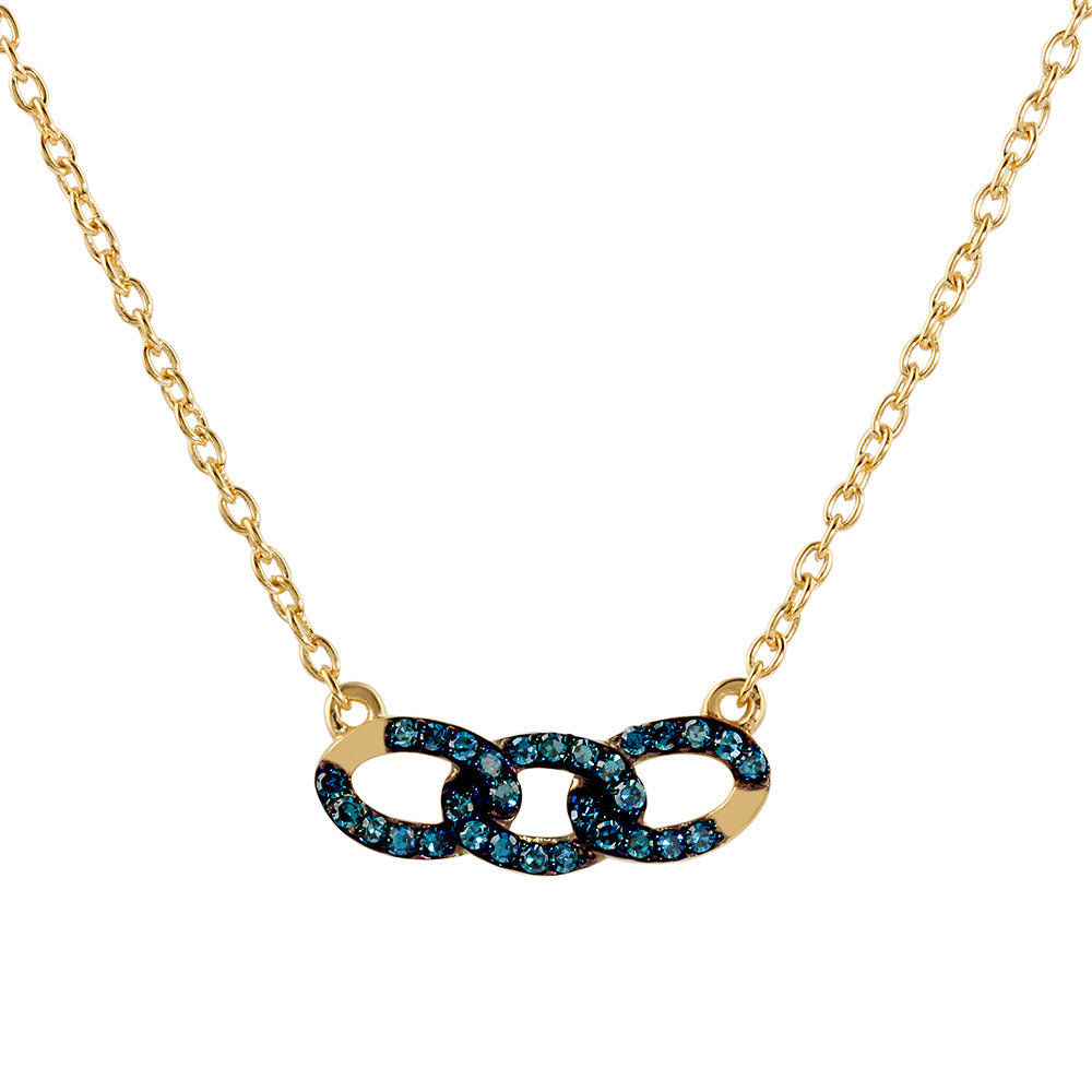 Goldplattierte Silberhalskette mit blauem Diamant