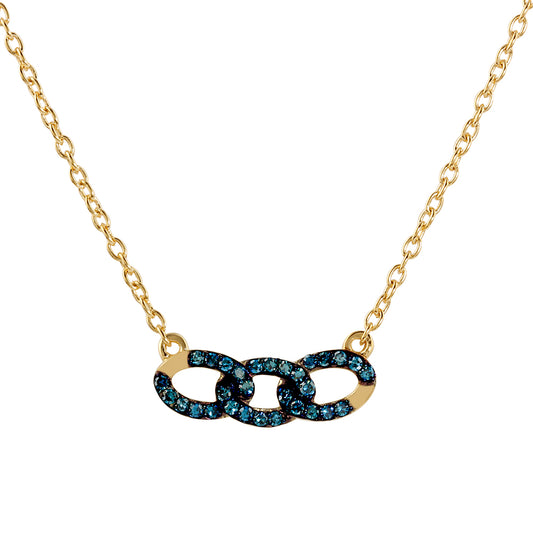 Goldplattierte Silberhalskette mit blauem Diamant