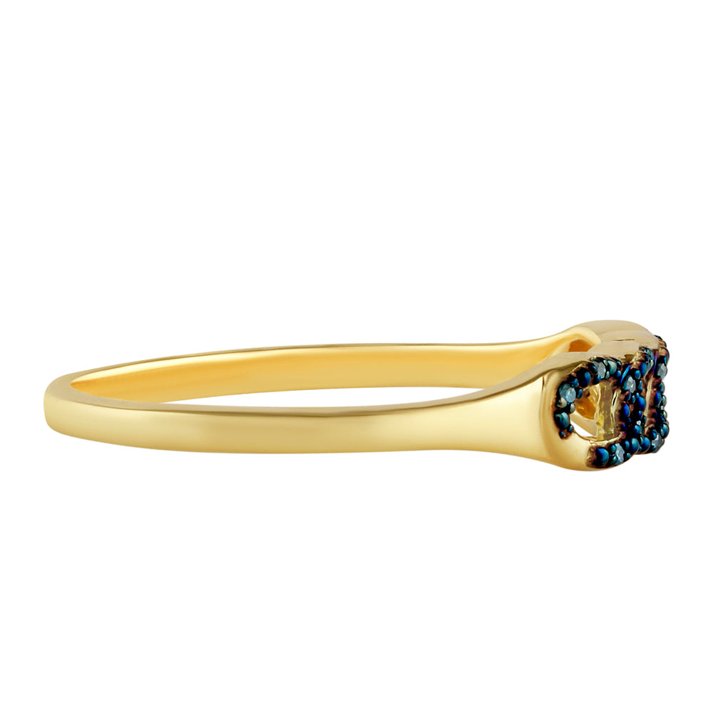 Goldplattierter Silberring mit blauem Diamant 2 