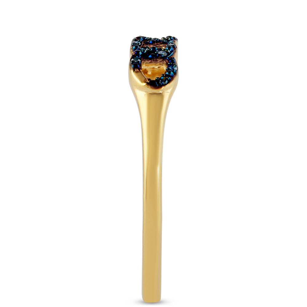 Goldplattierter Silberring mit blauem Diamant 3 