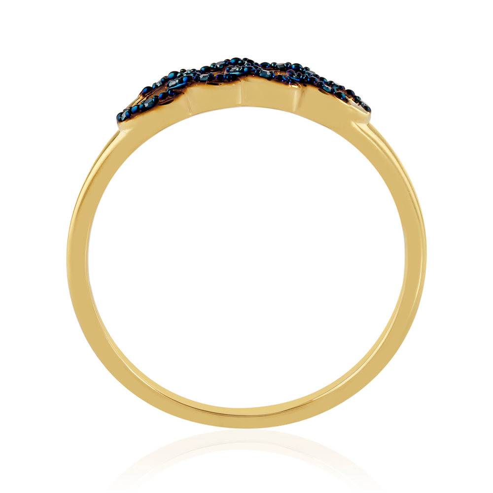 Goldplattierter Silberring mit blauem Diamant 4 