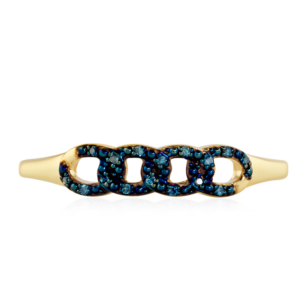 Goldplattierter Silberring mit blauem Diamant 1 