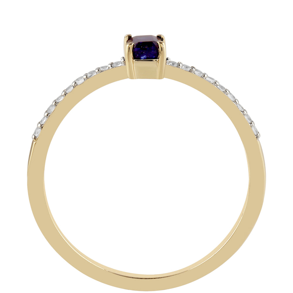 Goldring mit Thai Saphir und weißem Topas