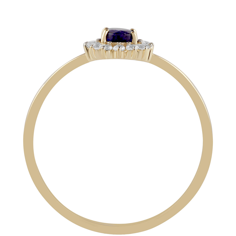 Goldring mit Thai Saphir und weißem Topas