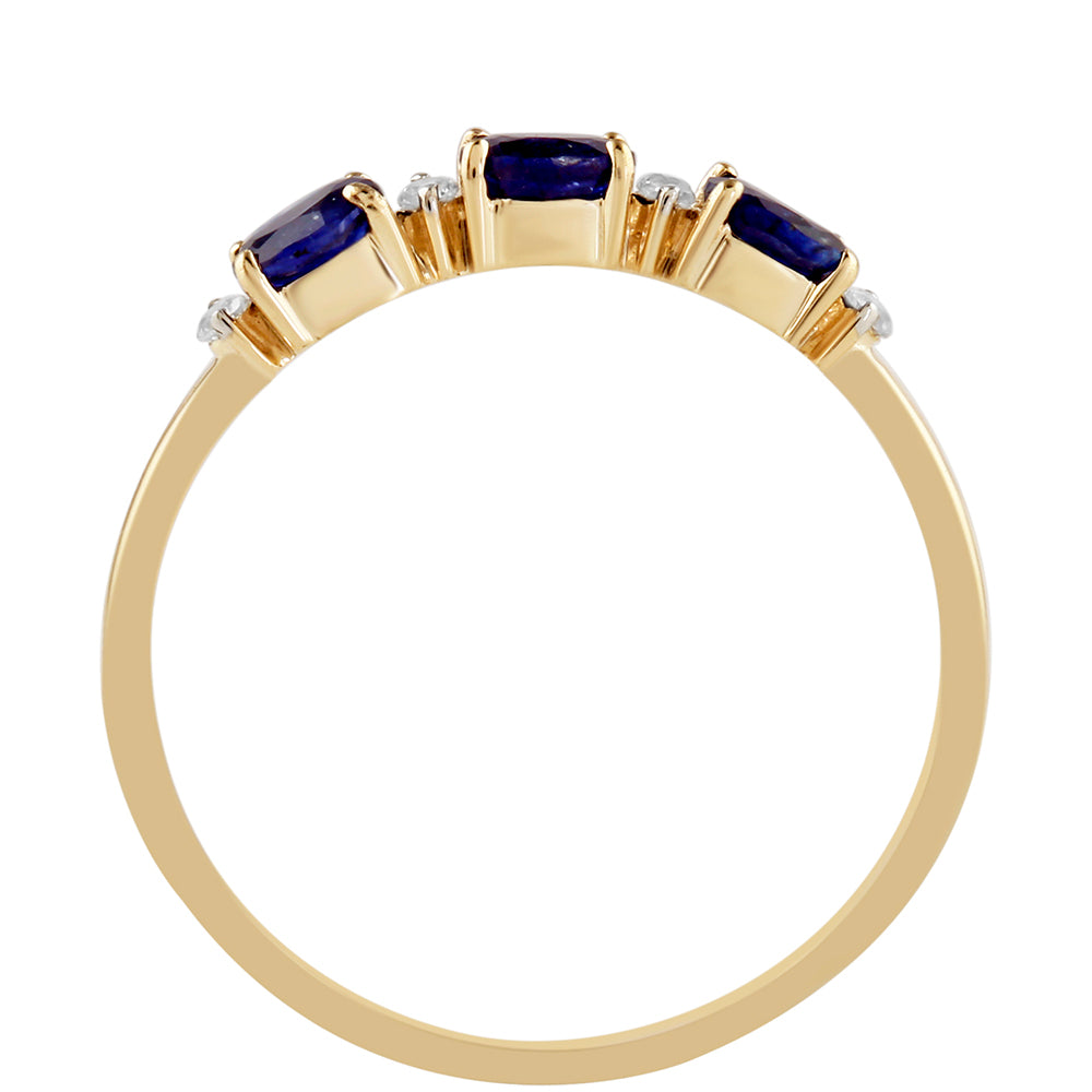Goldring mit Thai Saphir und weißem Topas