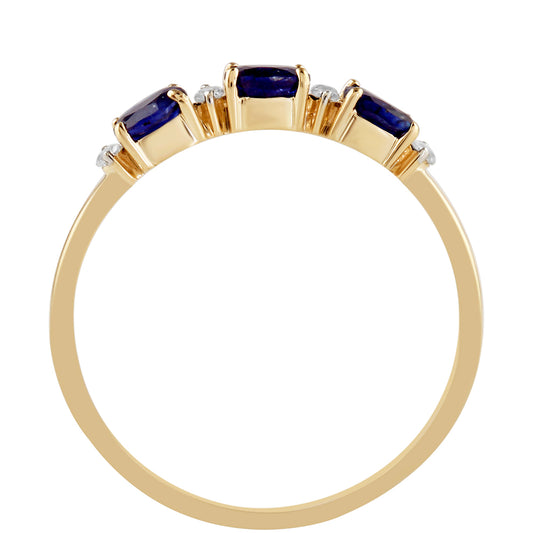 Goldring mit Thai Saphir und weißem Topas