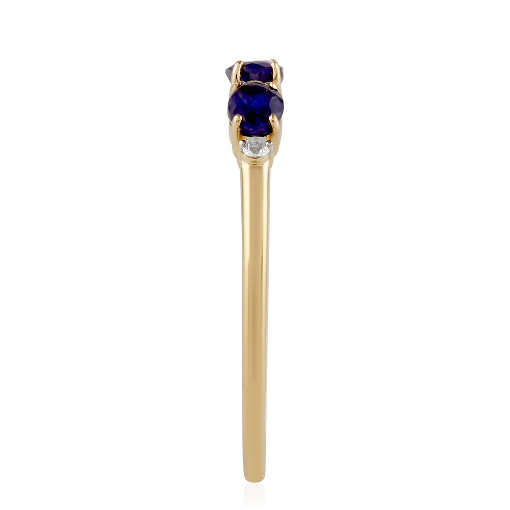 Goldring mit Thai Saphir und weißem Topas 4 