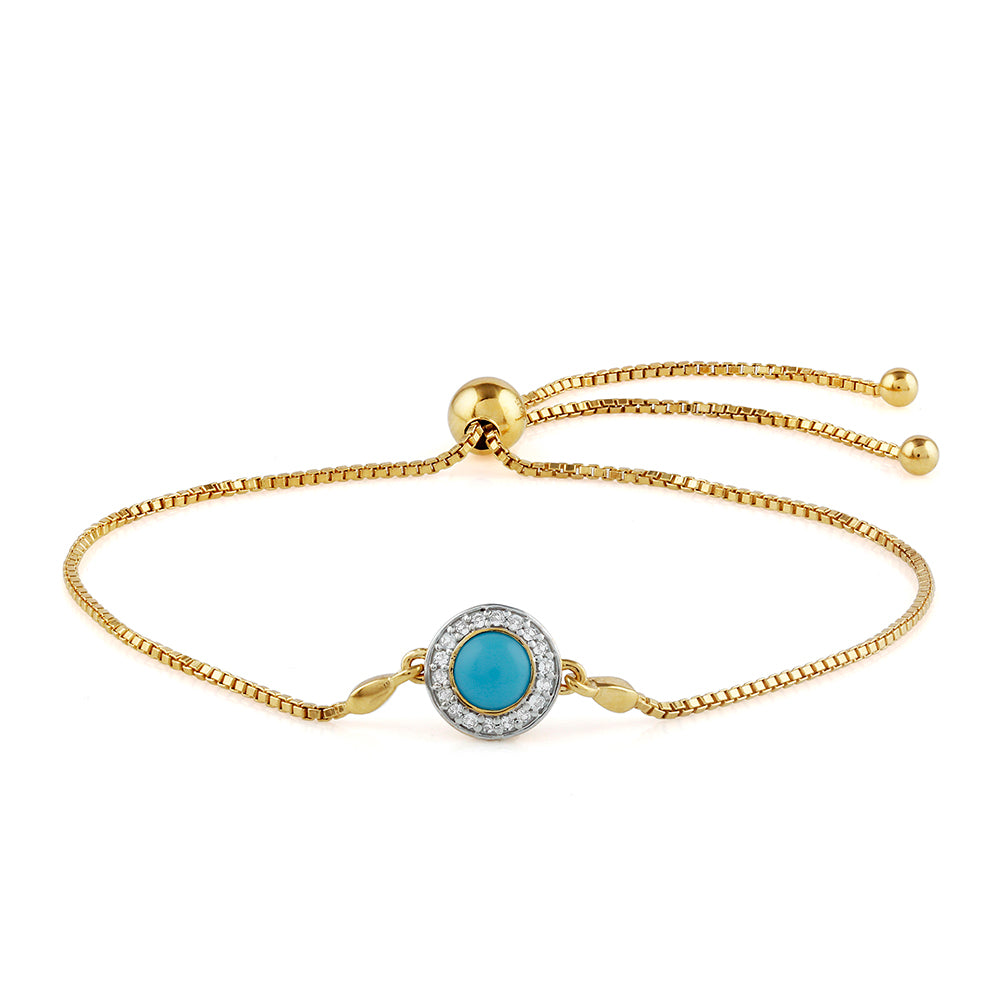 Goldplattiertes Silberarmband mit Dornröschen Türkis und weißem Topas
