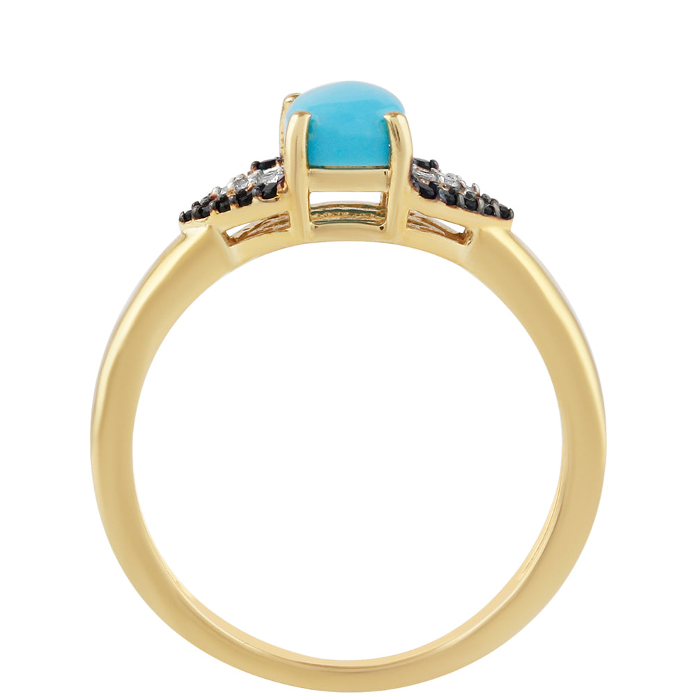 Goldplattierter Silberring mit Dornröschen Türkis und weißem Topas 4 