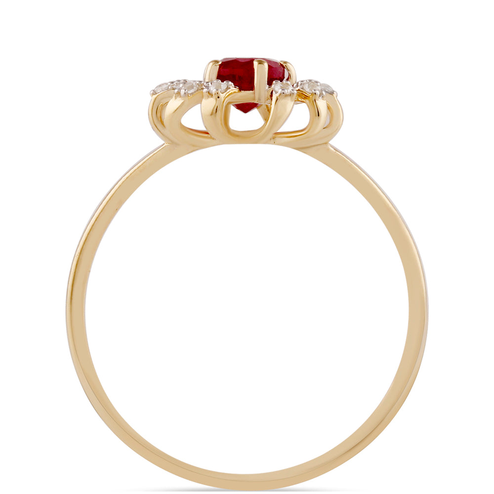 Goldring mit Rubin aus Madagaskar und weißem Zirkon 2 