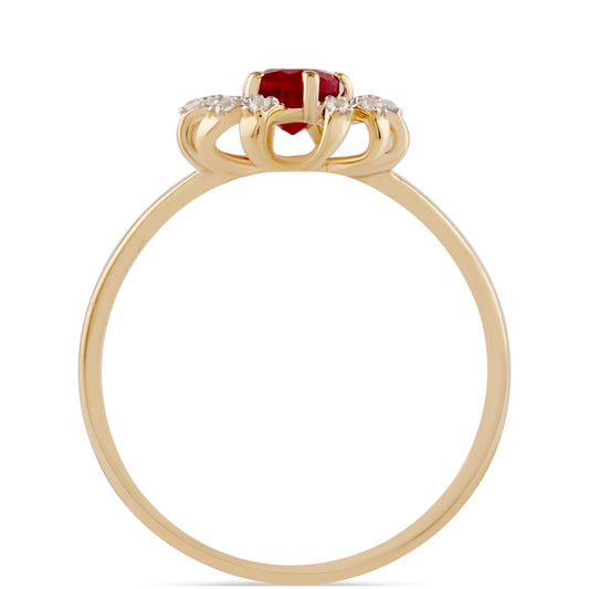 Goldring mit Rubin aus Madagaskar und weißem Zirkon