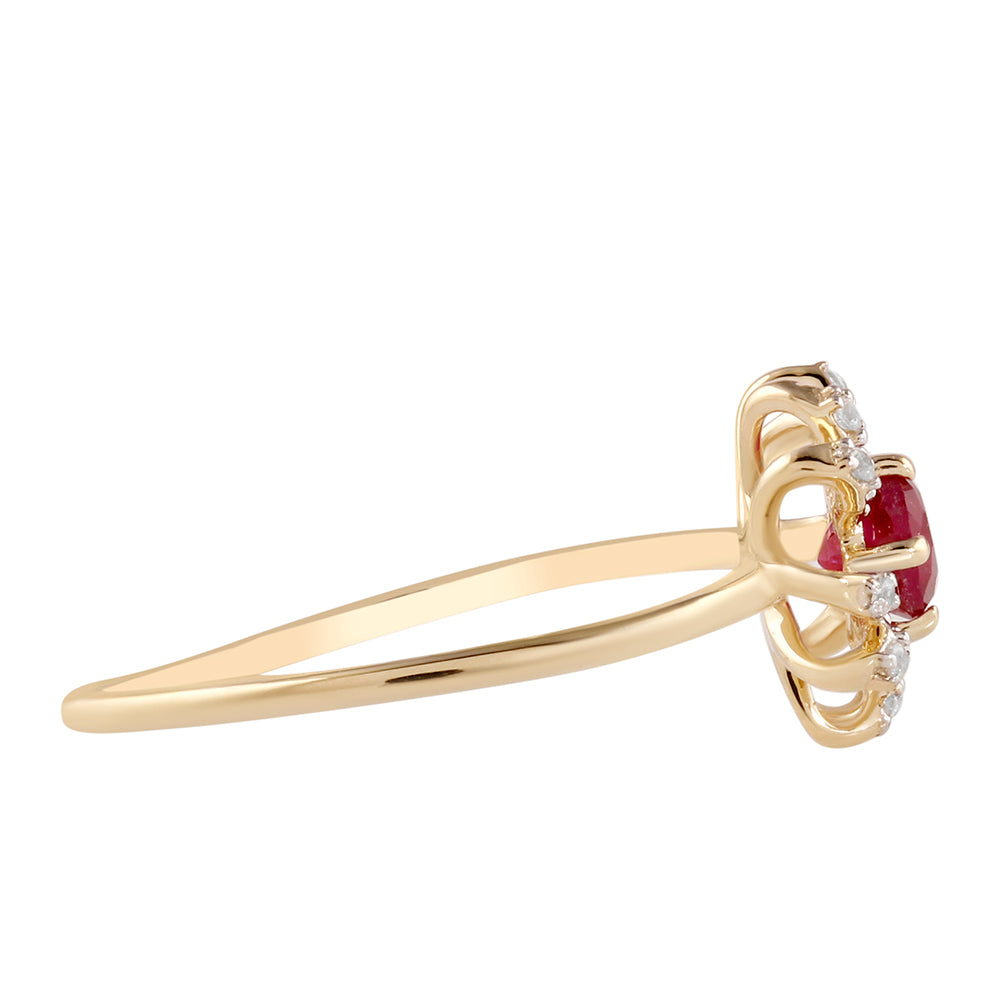 Goldring mit Rubin aus Madagaskar und weißem Zirkon 3 