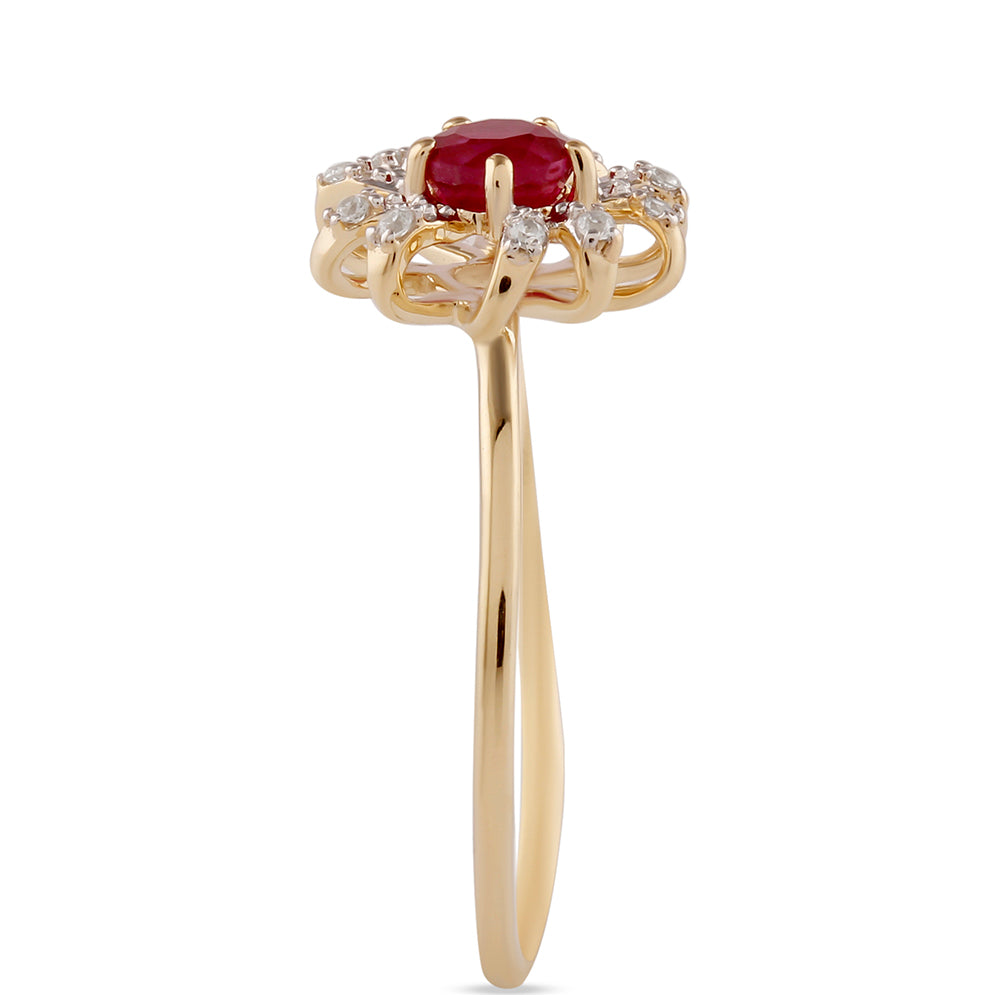 Goldring mit Rubin aus Madagaskar und weißem Zirkon 4 