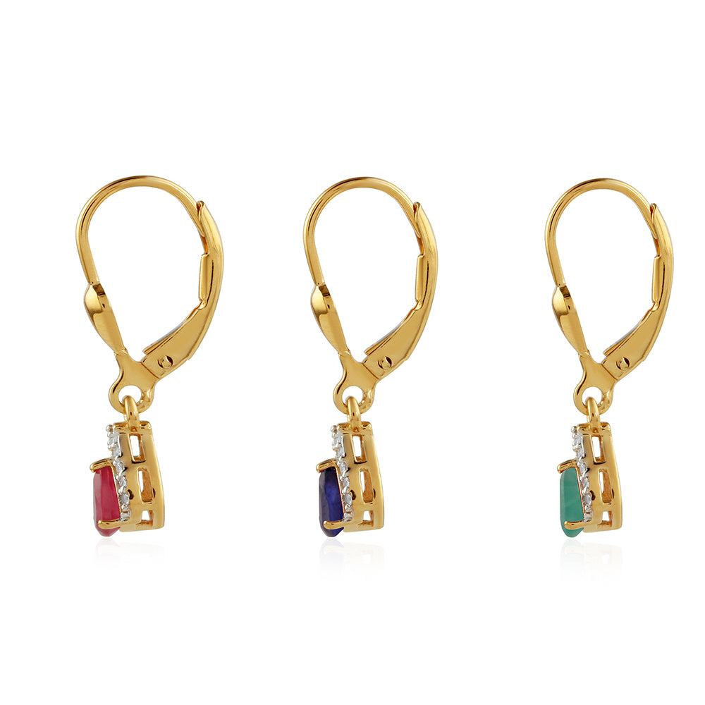 schmuckgarnitur aus Goldplattierte Silber mit Thai Rubin und brasilianischem Smaragd 2 