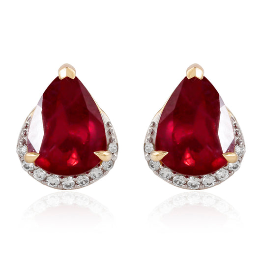 Goldohrringe mit Rubin aus Madagaskar und weißem Zirkon