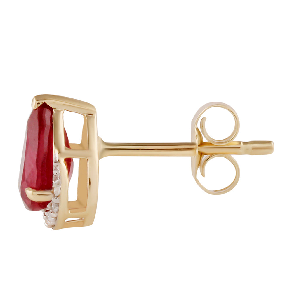 Goldohrringe mit Rubin aus Madagaskar und weißem Zirkon 2 