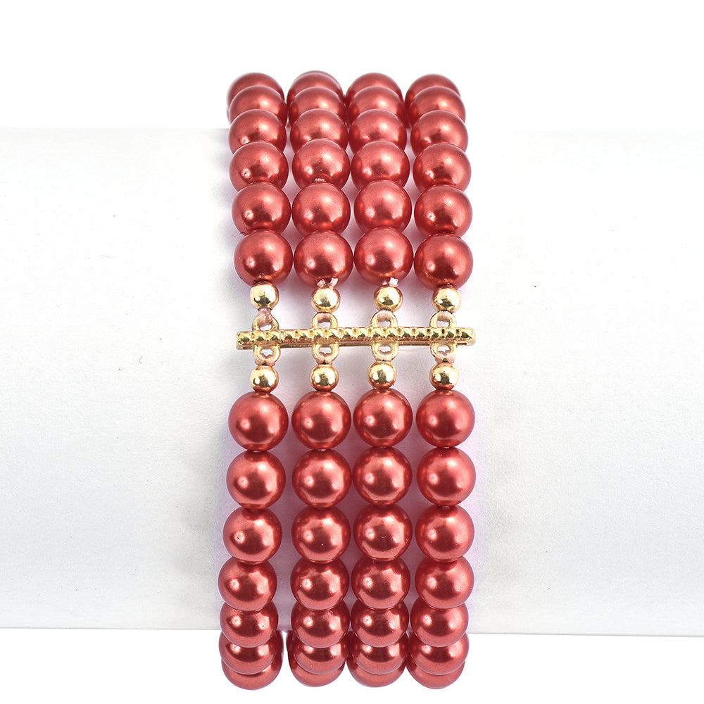 Goldplattiertes Silberarmband mit roter Süßwasserperle 1 