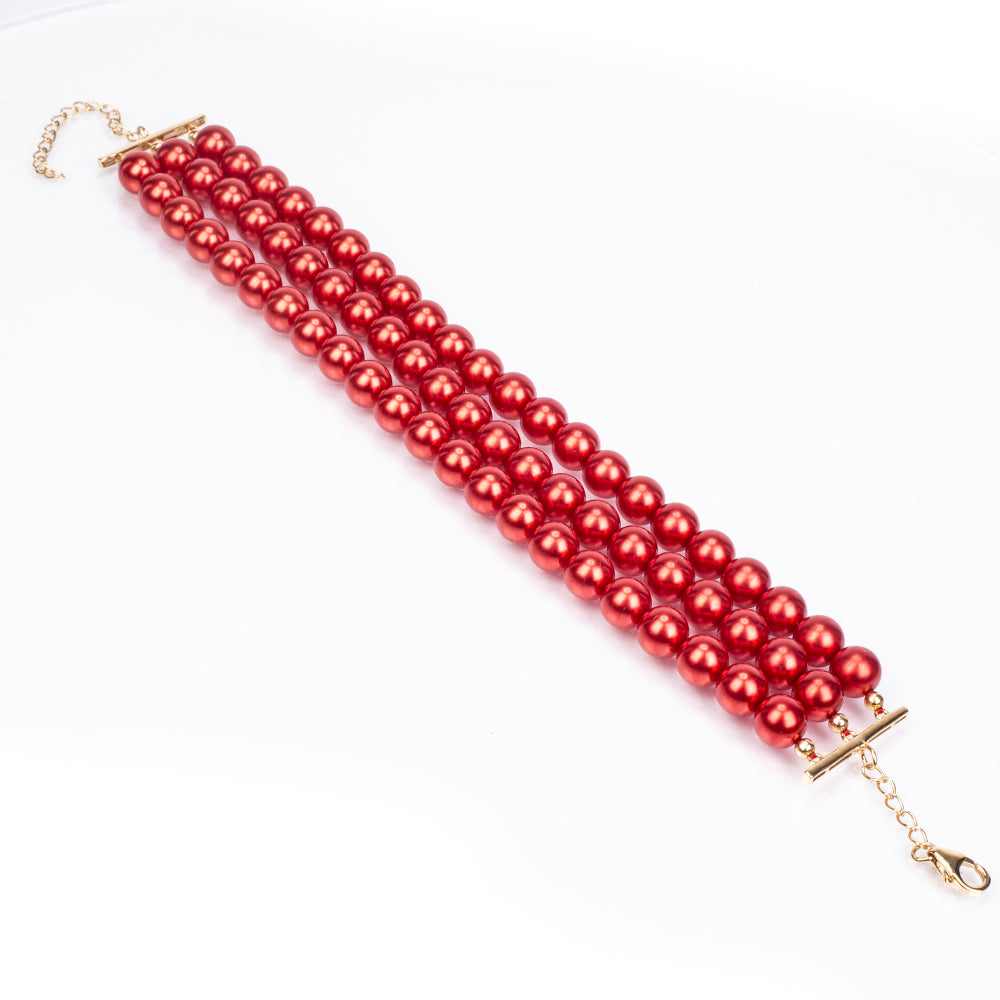 Goldplattiertes Silberarmband mit roter Süßwasserperle 4 