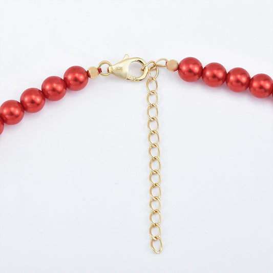 Goldplattierte Silberhalskette mit roter Süßwasserperle