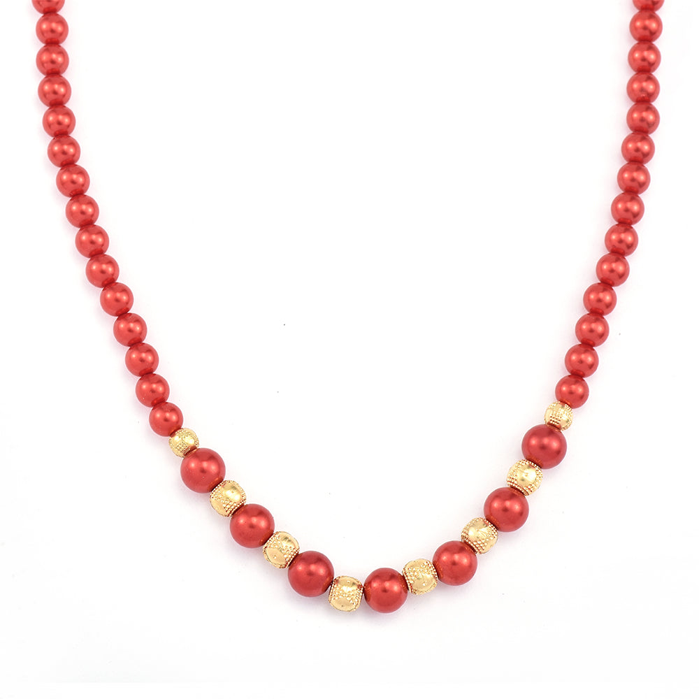 Goldplattierte Silberhalskette mit roter Süßwasserperle 1 