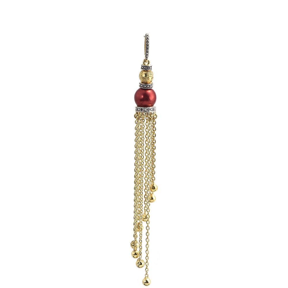 Goldplattierter Silberanhänger mit roter Süßwasserperle und weißem Topas 2 