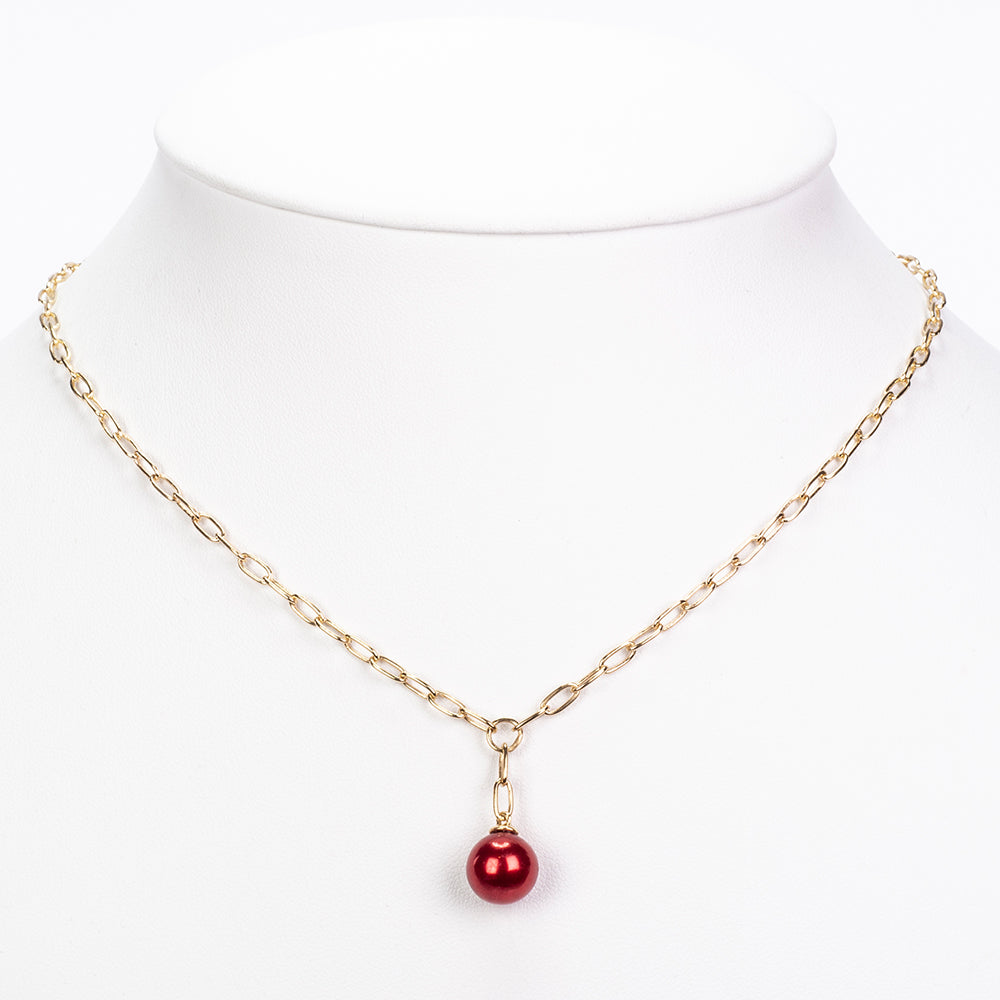 Goldplattierte Silberhalskette mit roter Süßwasserperle 2 