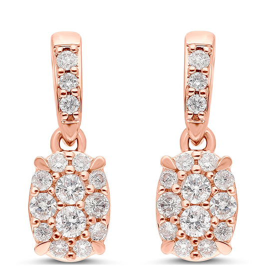 Goldohrringe mit rosafarbenem Diamant