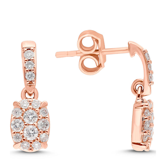 Goldohrringe mit rosafarbenem Diamant