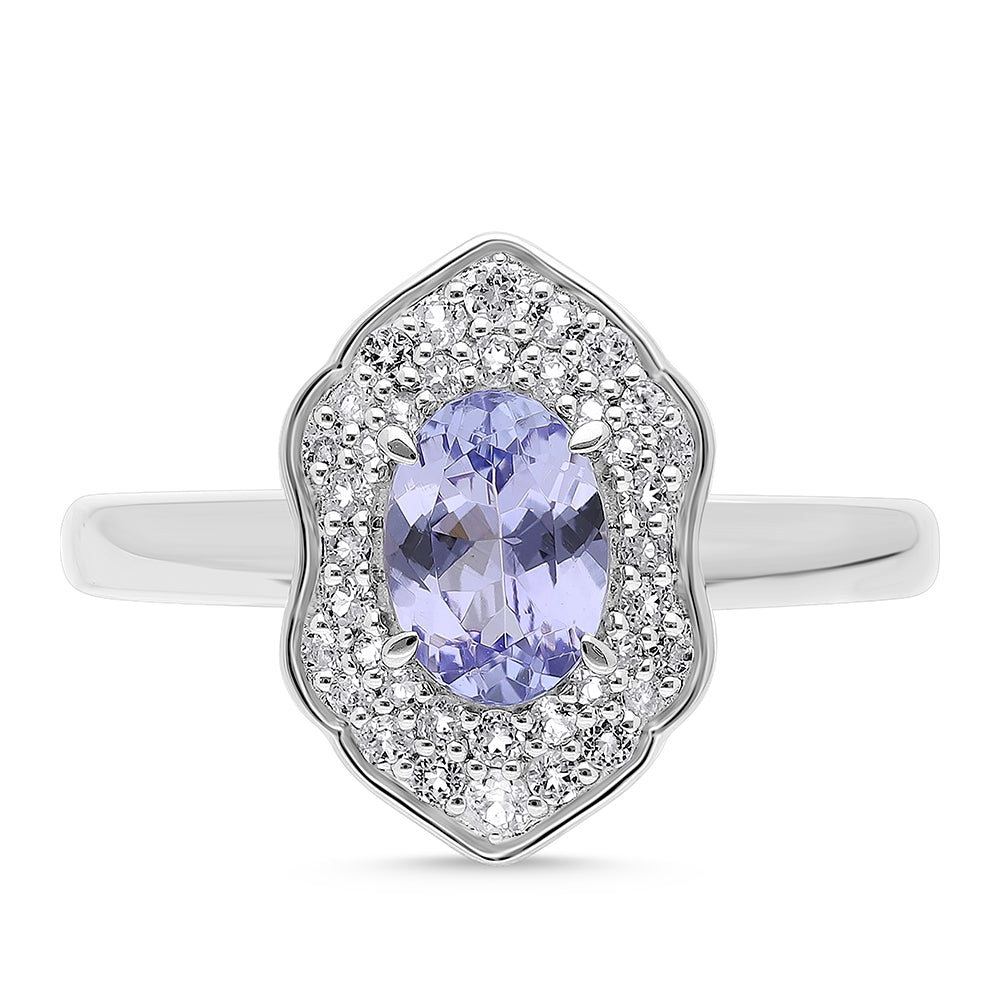 Silberring mit Tansanit und weißem Topas 1 