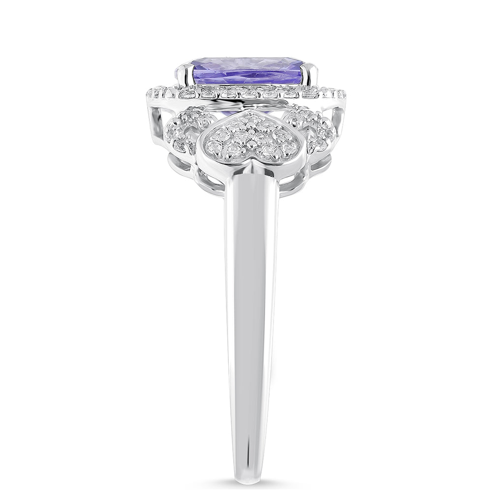 Silberring mit Tansanit und weißem Topas 3 